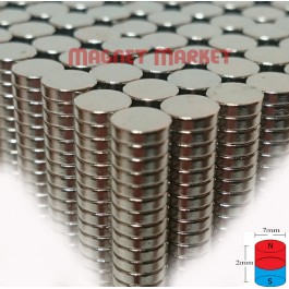 Diameter 7mm X Thickness 2mm Neodymium Magnet